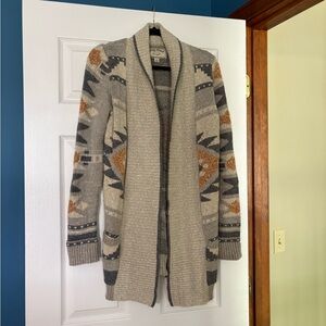 Lucky Brand Cream and Gray Knit Cardigan